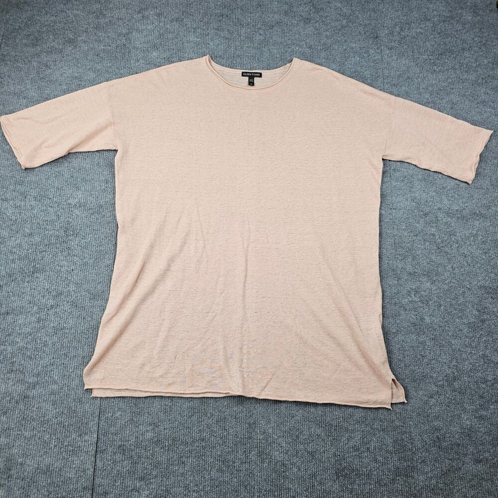 Eileen Fisher Pale Peach Relaxed Knit Top